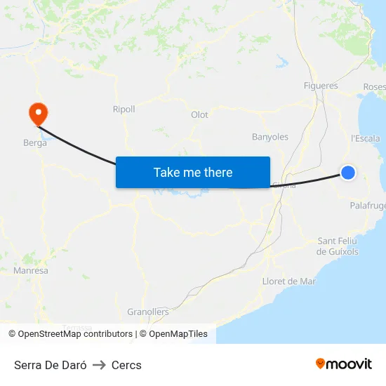 Serra De Daró to Cercs map