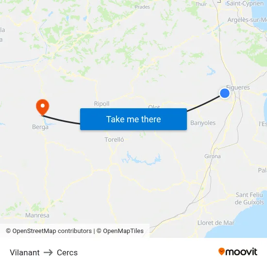 Vilanant to Cercs map