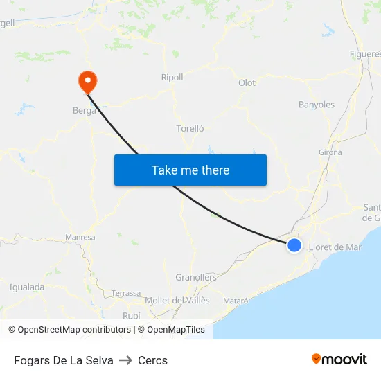 Fogars De La Selva to Cercs map