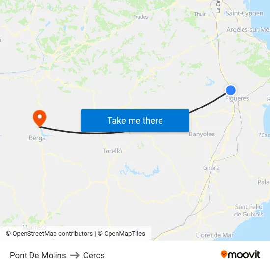 Pont De Molins to Cercs map