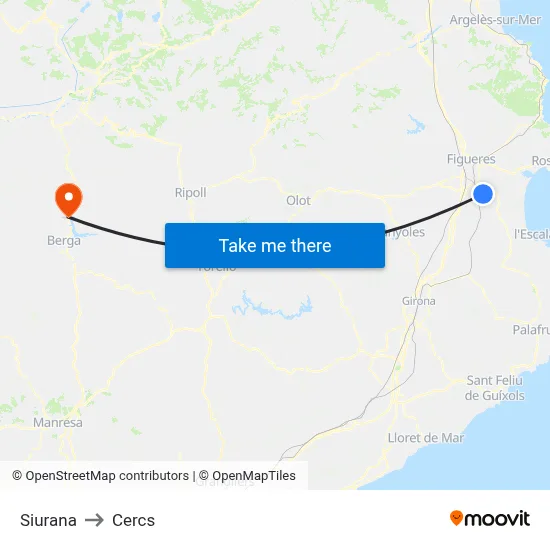 Siurana to Cercs map