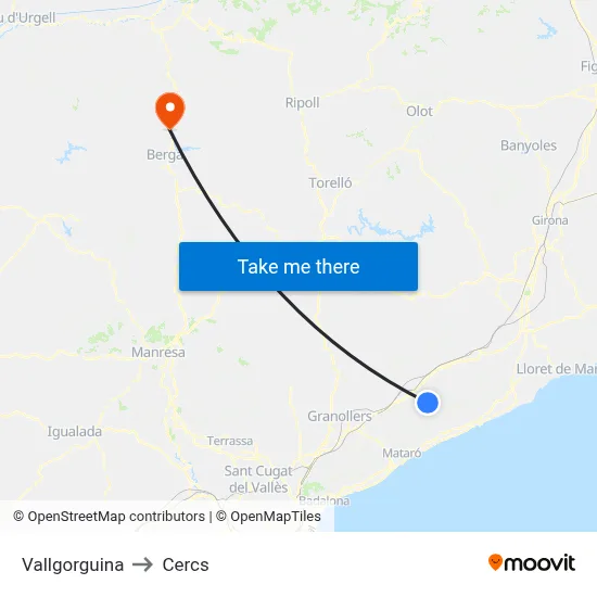 Vallgorguina to Cercs map