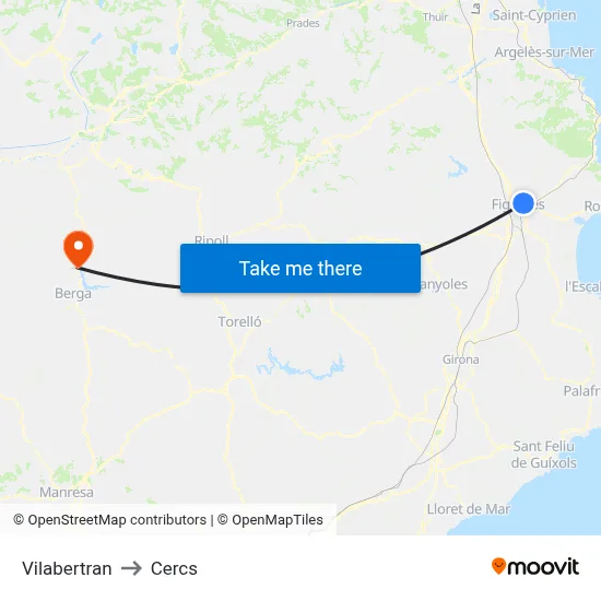 Vilabertran to Cercs map