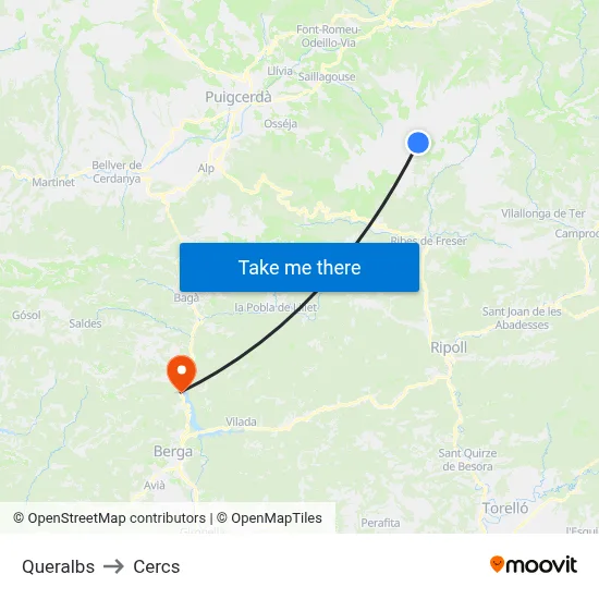Queralbs to Cercs map