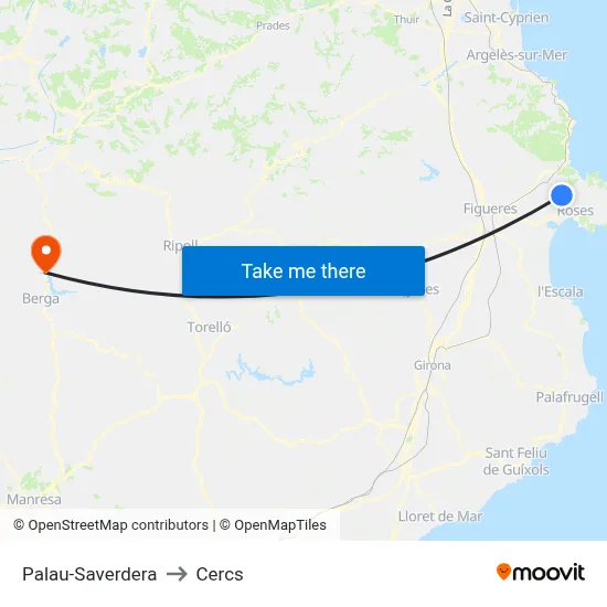 Palau-Saverdera to Cercs map