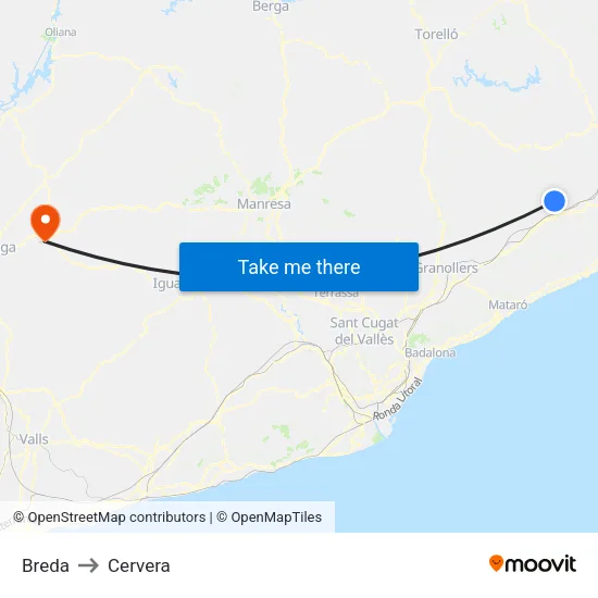 Breda to Cervera map