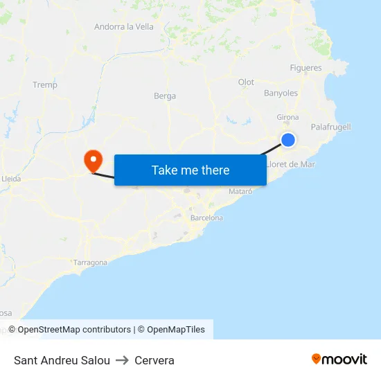 Sant Andreu Salou to Cervera map