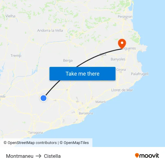 Montmaneu to Cistella map