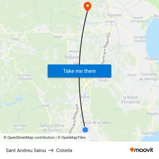 Sant Andreu Salou to Cistella map