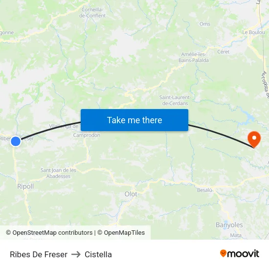 Ribes De Freser to Cistella map