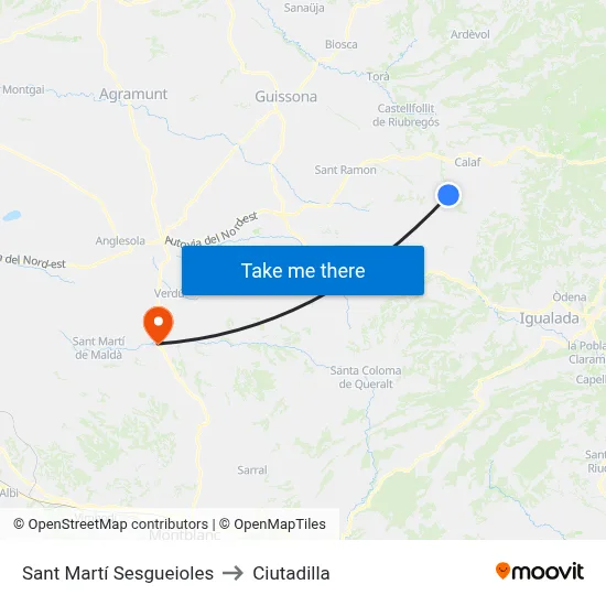 Sant Martí Sesgueioles to Ciutadilla map