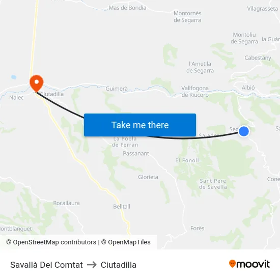 Savallà Del Comtat to Ciutadilla map