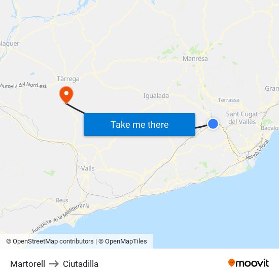 Martorell to Ciutadilla map