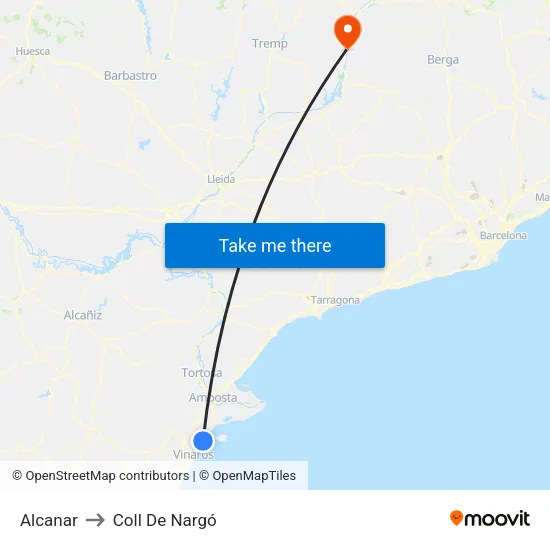 Alcanar to Coll De Nargó map