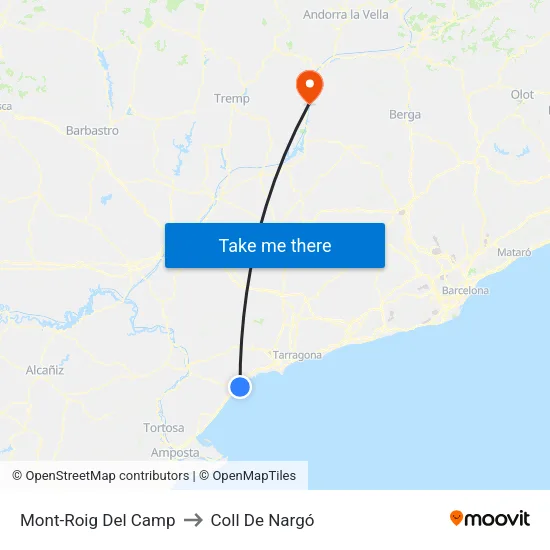 Mont-Roig Del Camp to Coll De Nargó map