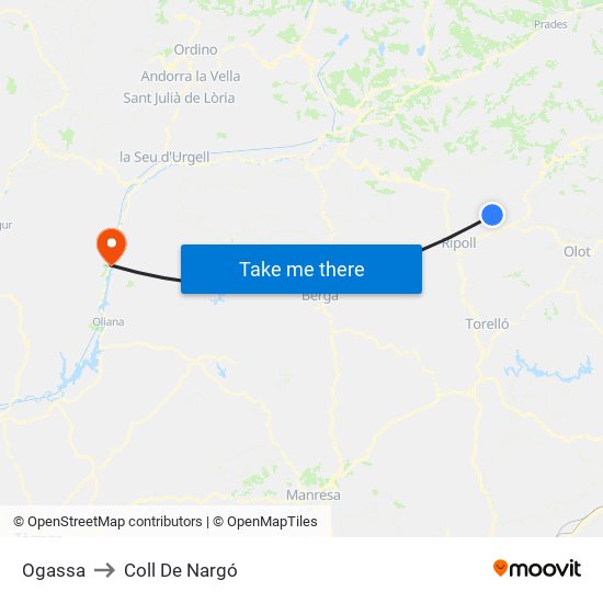 Ogassa to Coll De Nargó map