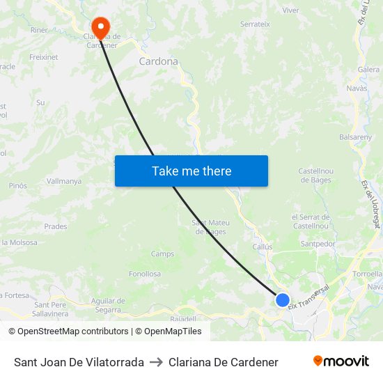 Sant Joan De Vilatorrada to Clariana De Cardener map