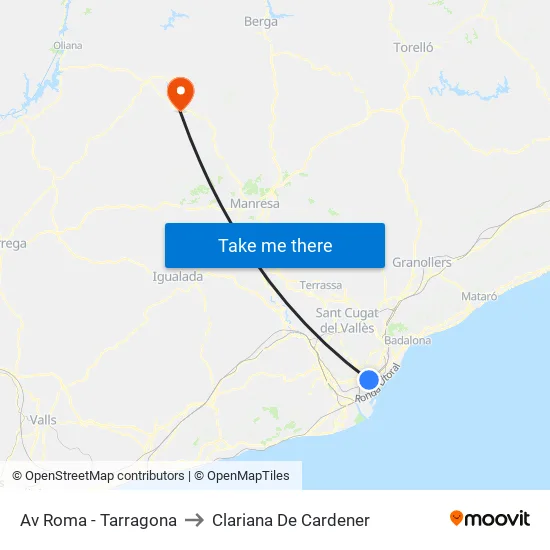 Av Roma - Tarragona to Clariana De Cardener map