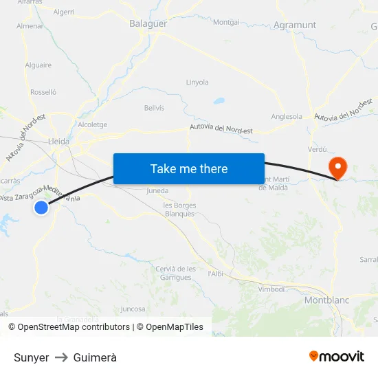 Sunyer to Guimerà map
