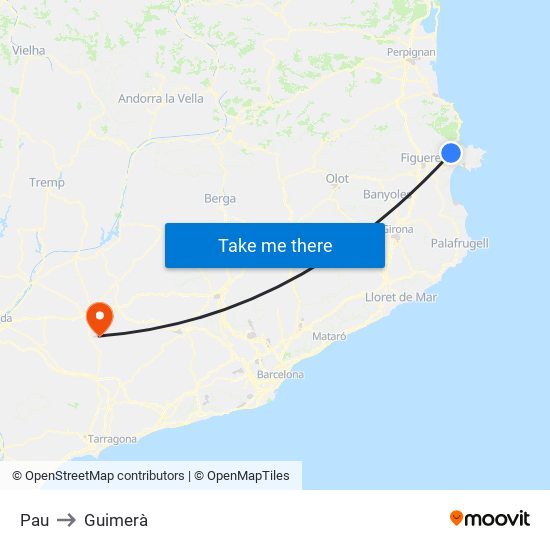 Pau to Guimerà map