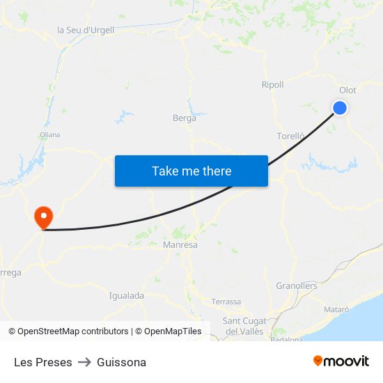 Les Preses to Guissona map