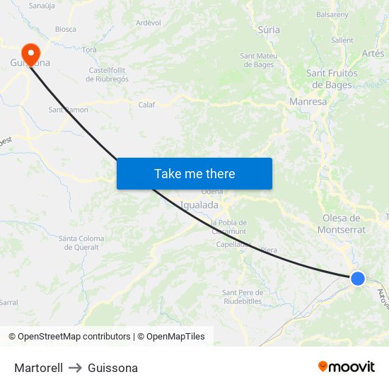 Martorell to Guissona map