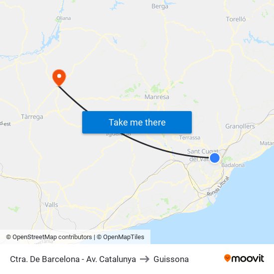 Ctra. De Barcelona - Av. Catalunya to Guissona map