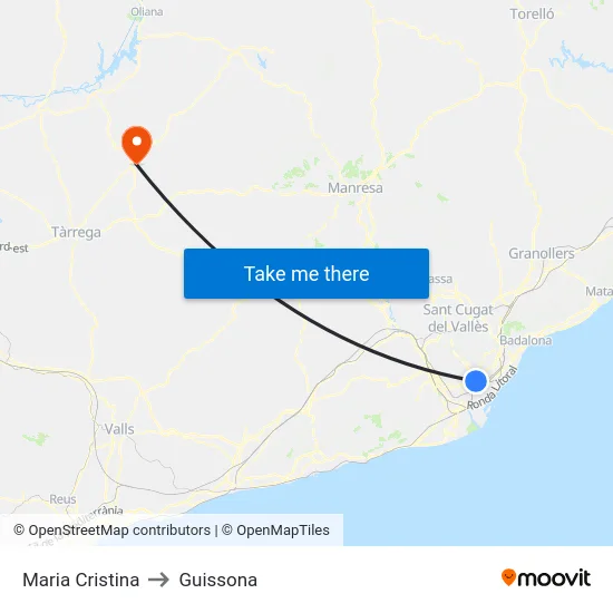 Maria Cristina to Guissona map
