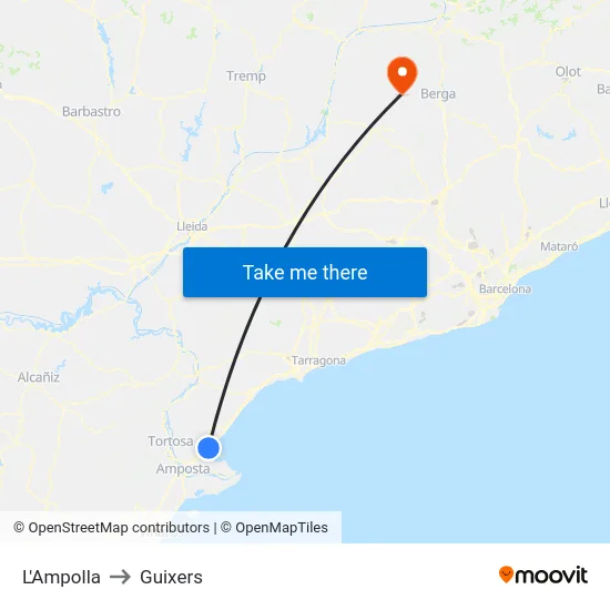 L'Ampolla to Guixers map