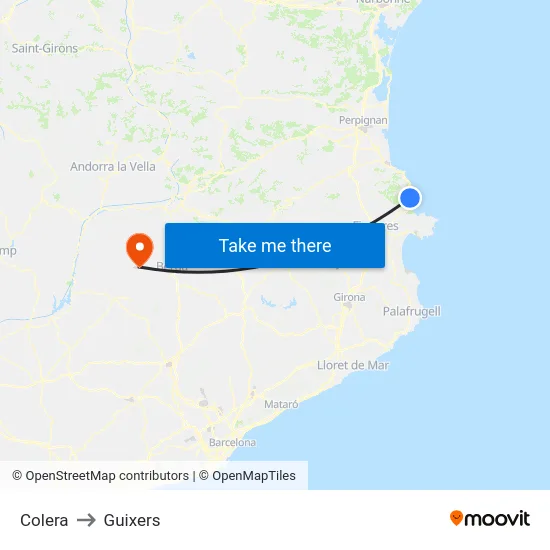 Colera to Guixers map