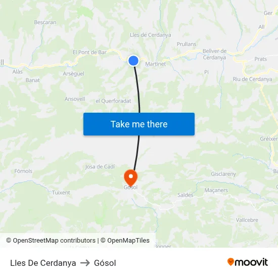 Lles De Cerdanya to Gósol map