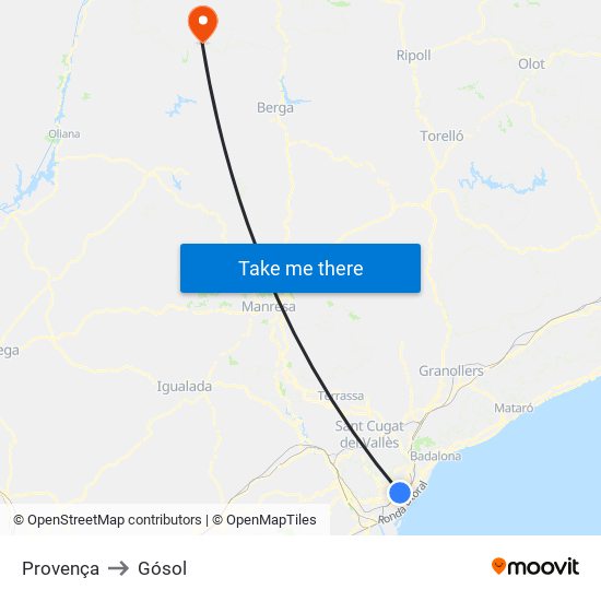 Provença to Gósol map