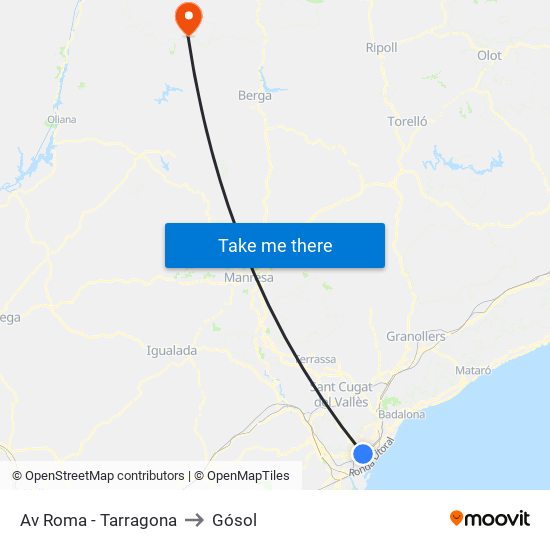 Av Roma - Tarragona to Gósol map