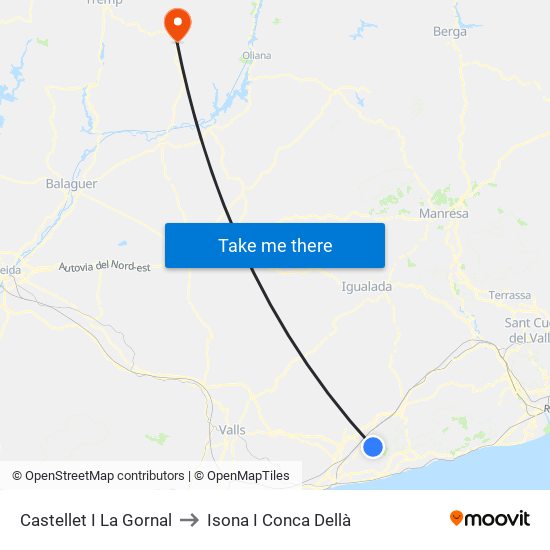 Castellet I La Gornal to Isona I Conca Dellà map