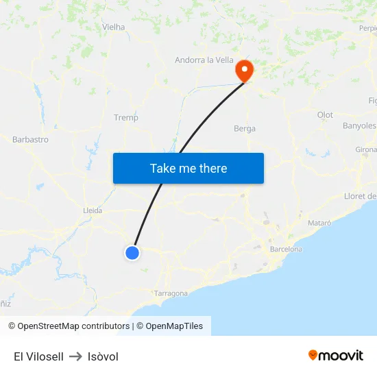 El Vilosell to Isòvol map