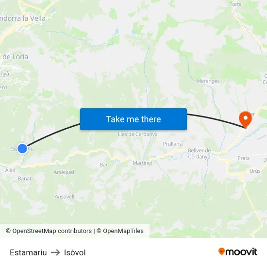 Estamariu to Isòvol map