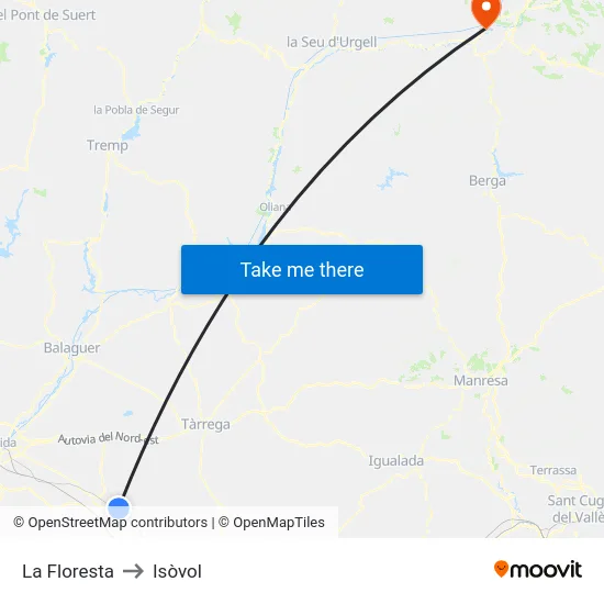 La Floresta to Isòvol map
