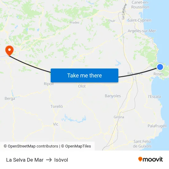 La Selva De Mar to Isòvol map
