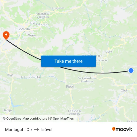Montagut I Oix to Isòvol map
