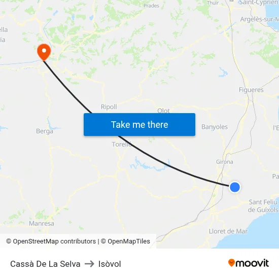 Cassà De La Selva to Isòvol map