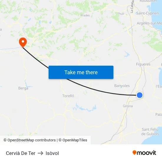 Cervià De Ter to Isòvol map