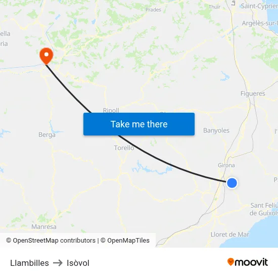 Llambilles to Isòvol map
