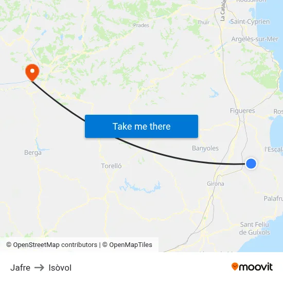 Jafre to Isòvol map