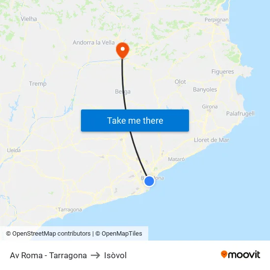 Av Roma - Tarragona to Isòvol map