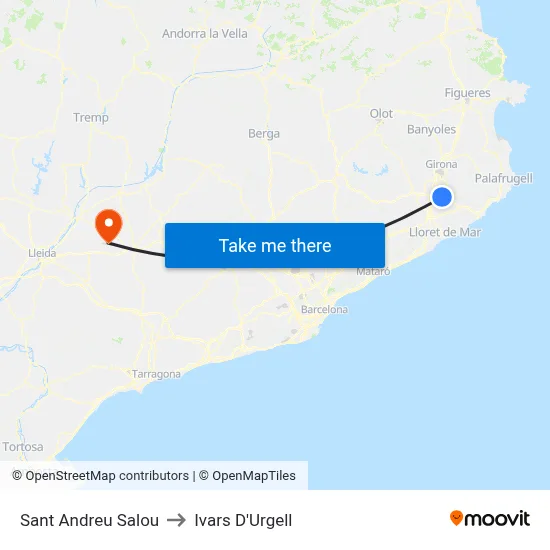 Sant Andreu Salou to Ivars D'Urgell map