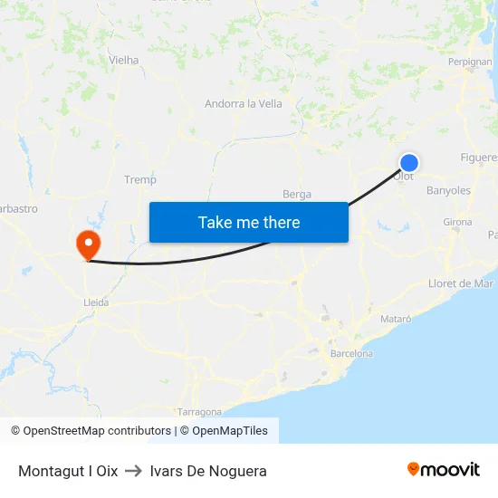 Montagut I Oix to Ivars De Noguera map