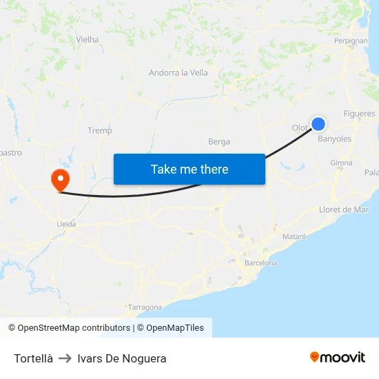 Tortellà to Ivars De Noguera map