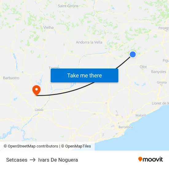 Setcases to Ivars De Noguera map