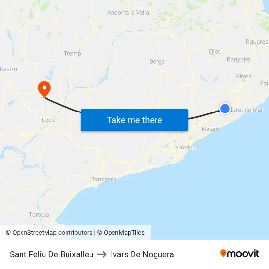 Sant Feliu De Buixalleu to Ivars De Noguera map