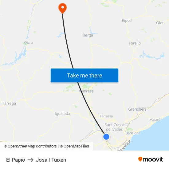 El Papio to Josa I Tuixén map
